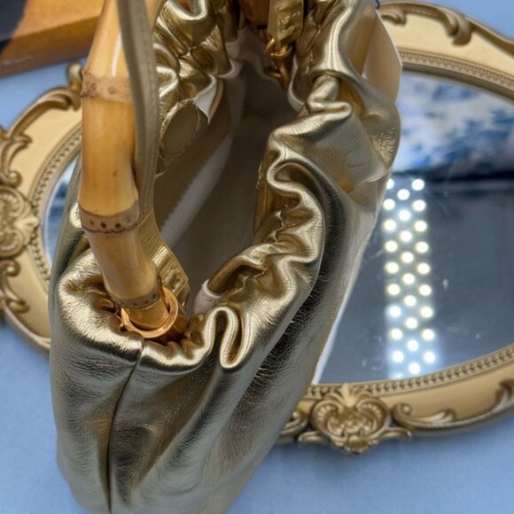 🆕 OROTON 🧿 NWOT Gretel Mini Top Handle, Metallic Gold - Picture 8 of 15